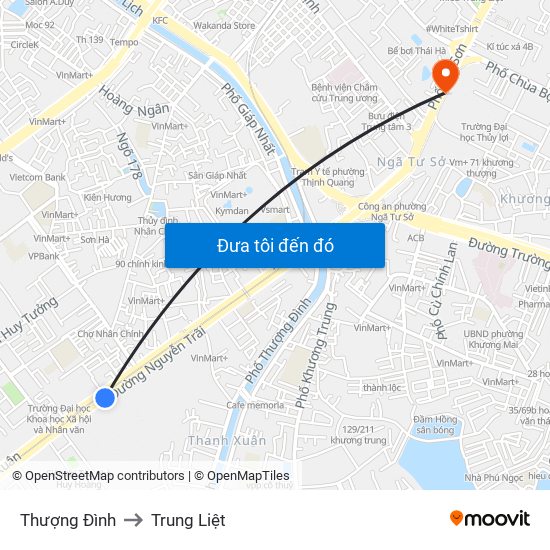 Thượng Đình to Trung Liệt map