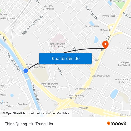 Thịnh Quang to Trung Liệt map