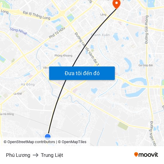 Phú Lương to Trung Liệt map