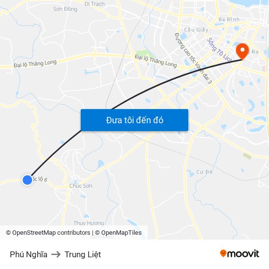 Phú Nghĩa to Trung Liệt map