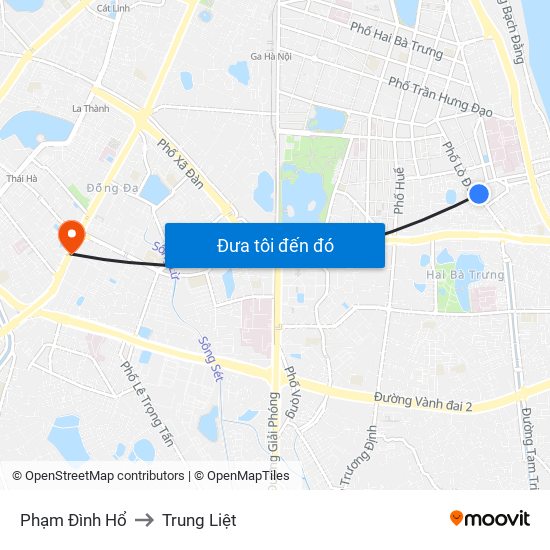 Phạm Đình Hổ to Trung Liệt map