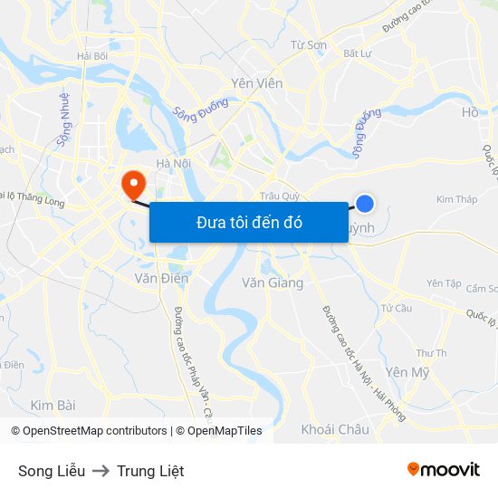 Song Liễu to Trung Liệt map