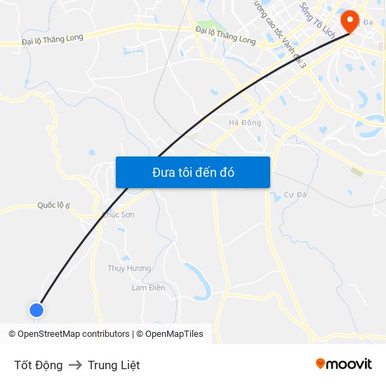 Tốt Động to Trung Liệt map