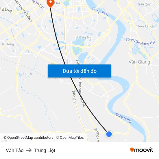 Vân Tảo to Trung Liệt map