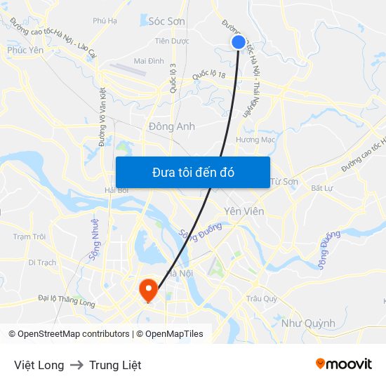 Việt Long to Trung Liệt map