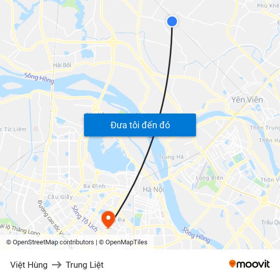 Việt Hùng to Trung Liệt map