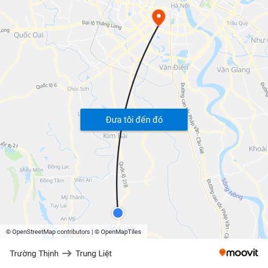 Trường Thịnh to Trung Liệt map