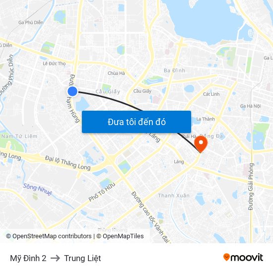 Mỹ Đình 2 to Trung Liệt map