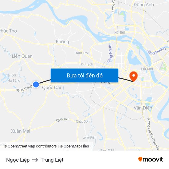 Ngọc Liệp to Trung Liệt map