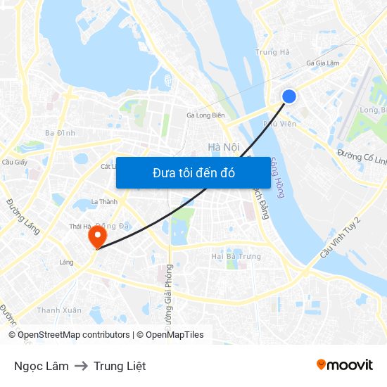 Ngọc Lâm to Trung Liệt map