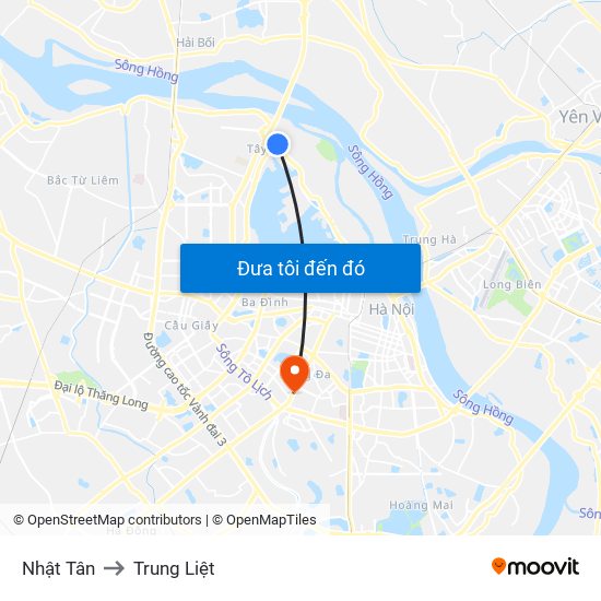 Nhật Tân to Trung Liệt map