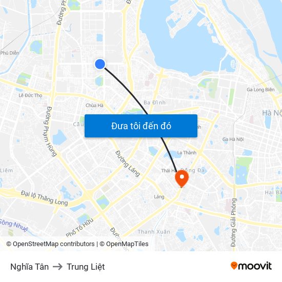 Nghĩa Tân to Trung Liệt map