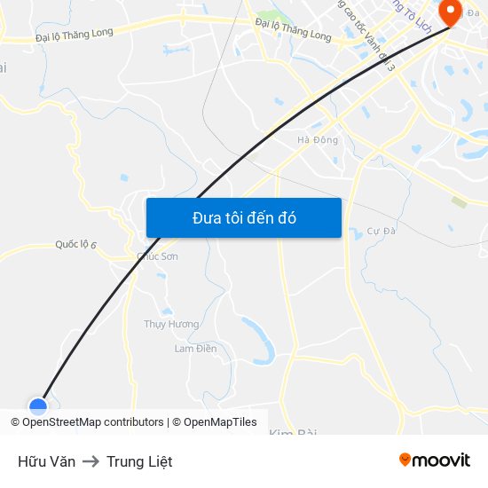 Hữu Văn to Trung Liệt map