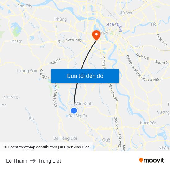 Lê Thanh to Trung Liệt map
