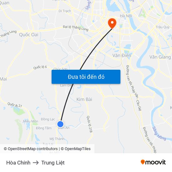 Hòa Chính to Trung Liệt map