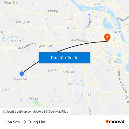 Hòa Sơn to Trung Liệt map
