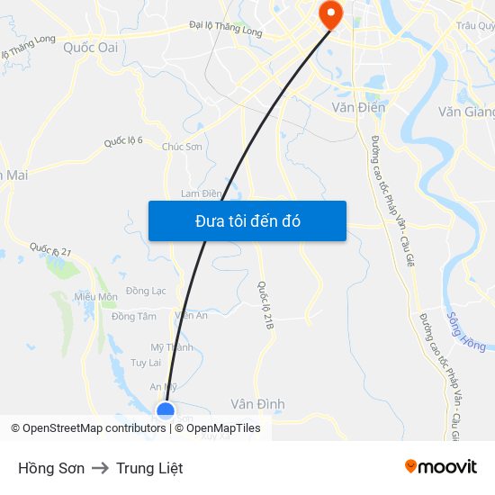Hồng Sơn to Trung Liệt map