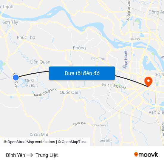 Bình Yên to Trung Liệt map