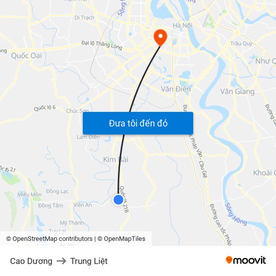 Cao Dương to Trung Liệt map