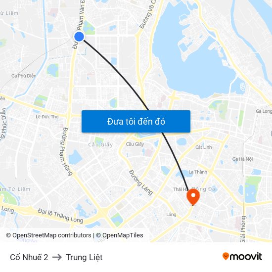 Cổ Nhuế 2 to Trung Liệt map