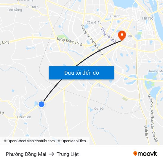 Phường Đồng Mai to Trung Liệt map