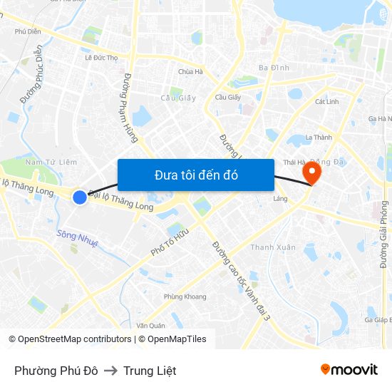 Phường Phú Đô to Trung Liệt map