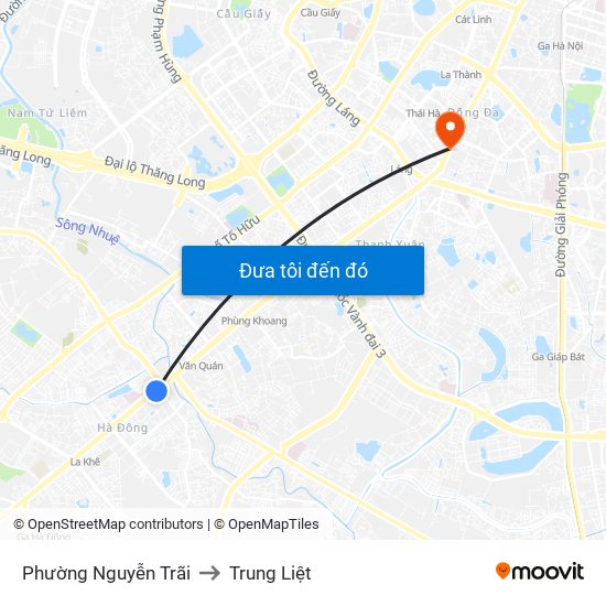 Phường Nguyễn Trãi to Trung Liệt map