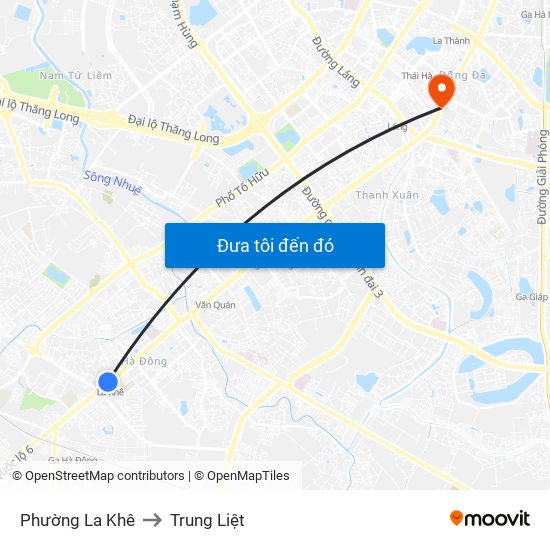 Phường La Khê to Trung Liệt map