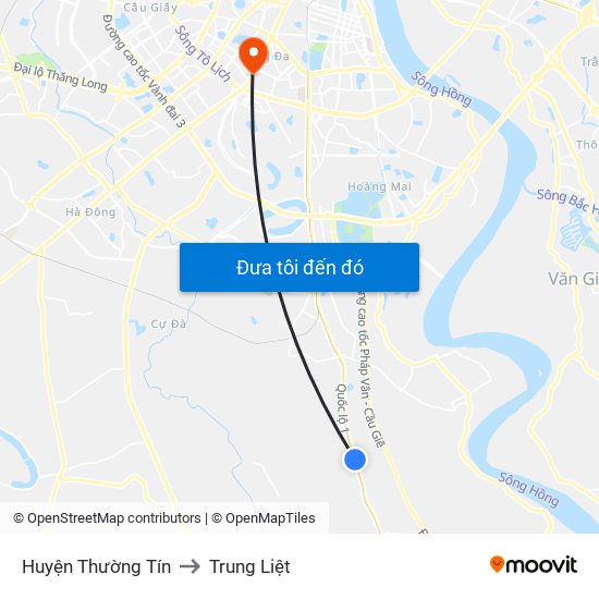Huyện Thường Tín to Trung Liệt map