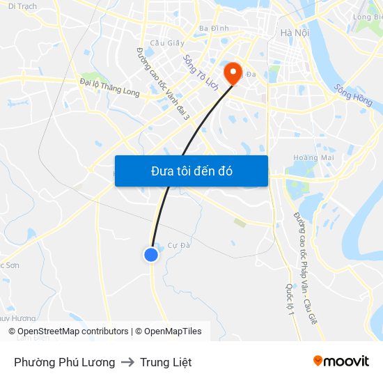 Phường Phú Lương to Trung Liệt map