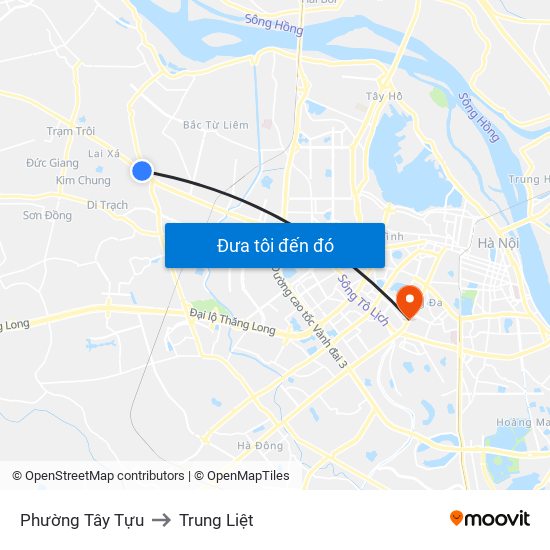 Phường Tây Tựu to Trung Liệt map