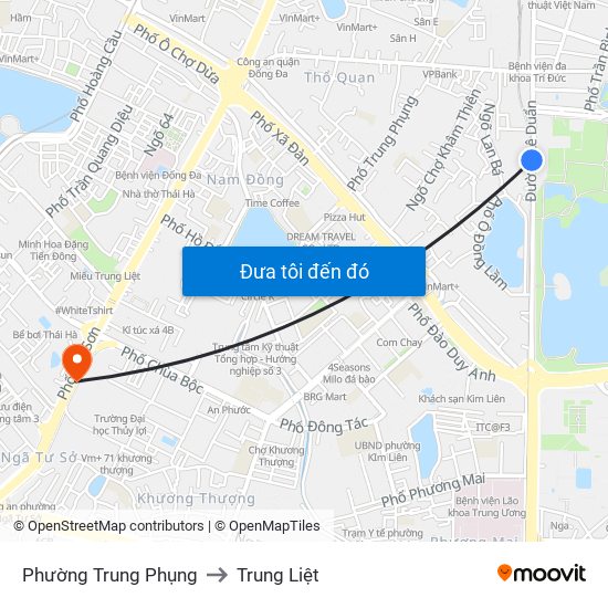 Phường Trung Phụng to Trung Liệt map
