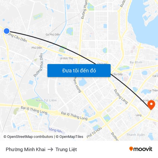 Phường Minh Khai to Trung Liệt map