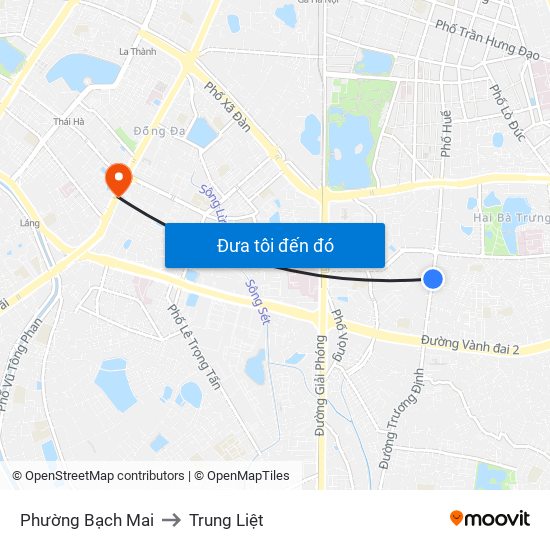 Phường Bạch Mai to Trung Liệt map