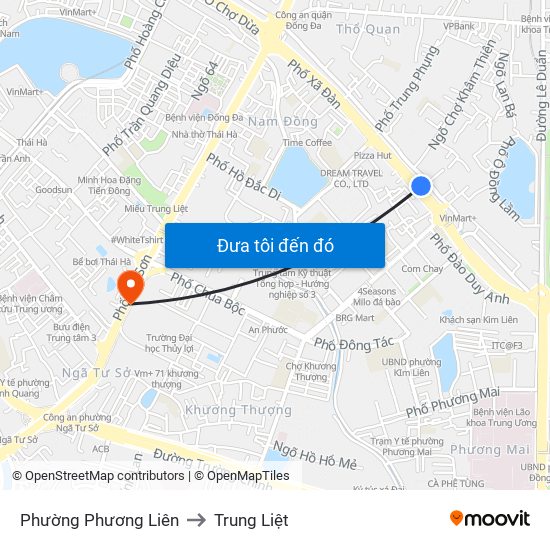 Phường Phương Liên to Trung Liệt map