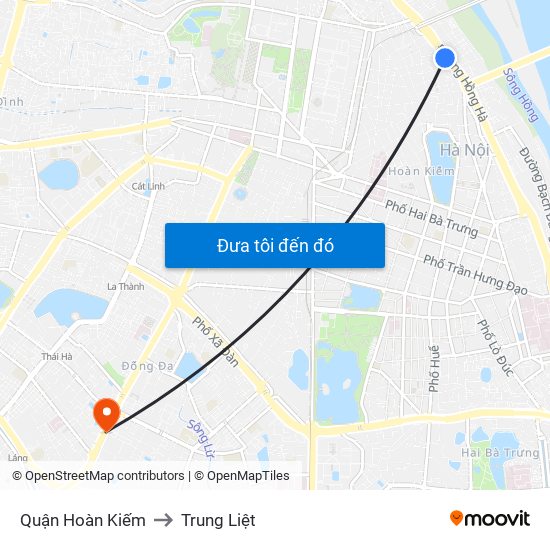 Quận Hoàn Kiếm to Trung Liệt map