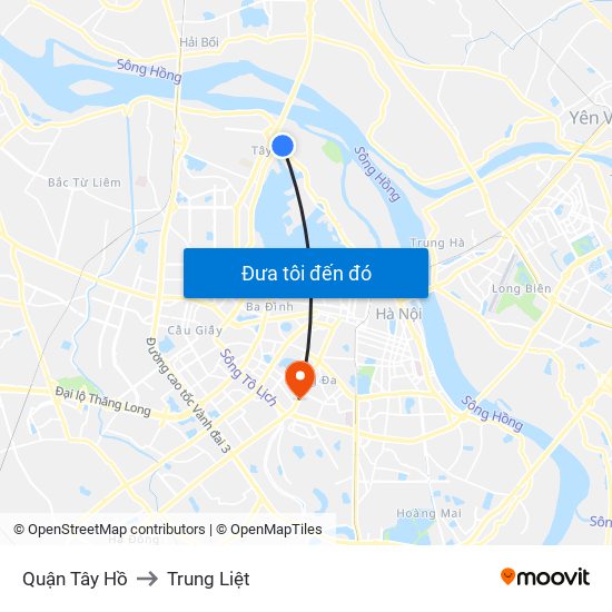 Quận Tây Hồ to Trung Liệt map