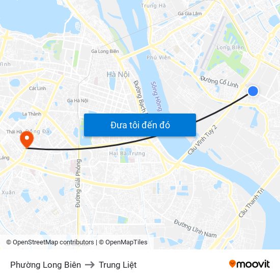 Phường Long Biên to Trung Liệt map