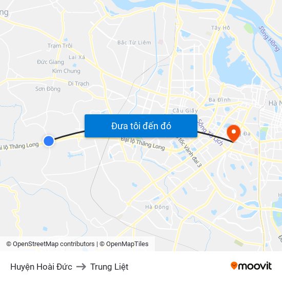 Huyện Hoài Đức to Trung Liệt map