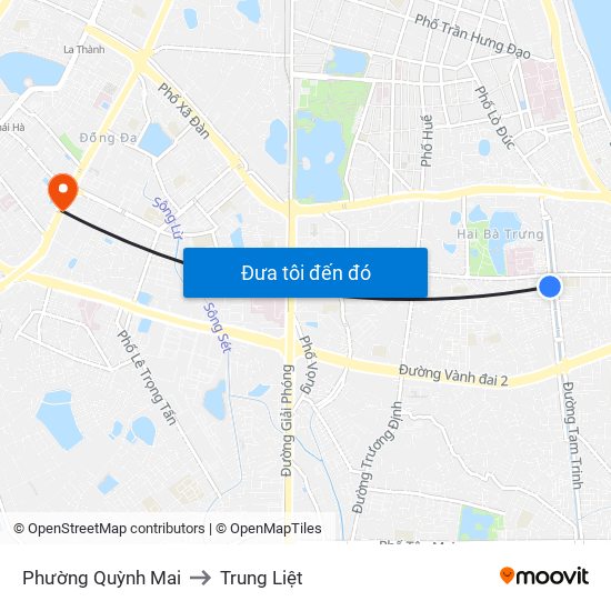 Phường Quỳnh Mai to Trung Liệt map