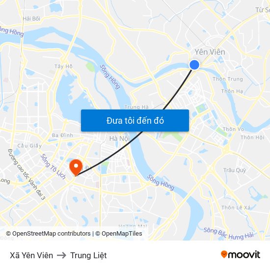 Xã Yên Viên to Trung Liệt map