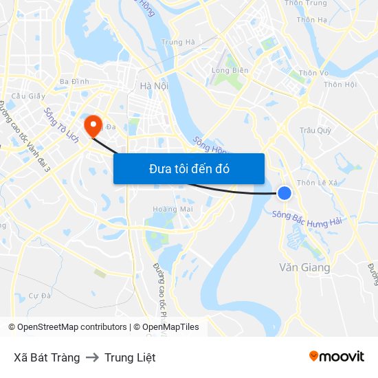 Xã Bát Tràng to Trung Liệt map