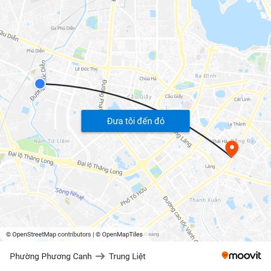 Phường Phương Canh to Trung Liệt map