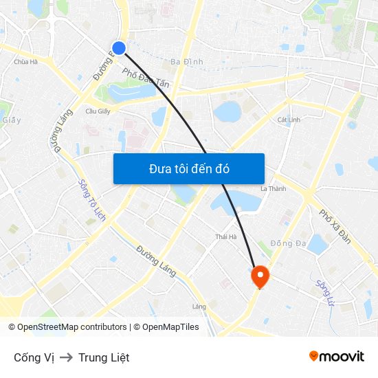 Cống Vị to Trung Liệt map