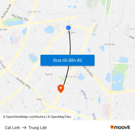Cát Linh to Trung Liệt map
