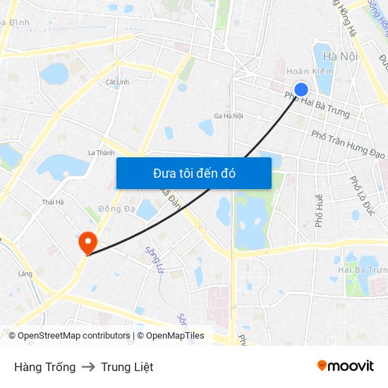 Hàng Trống to Trung Liệt map