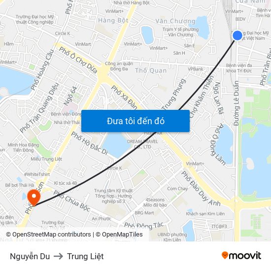 Nguyễn Du to Trung Liệt map