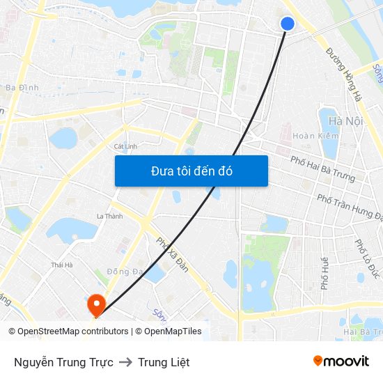 Nguyễn Trung Trực to Trung Liệt map