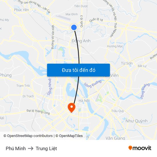 Phú Minh to Trung Liệt map