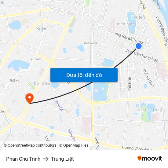 Phan Chu Trinh to Trung Liệt map